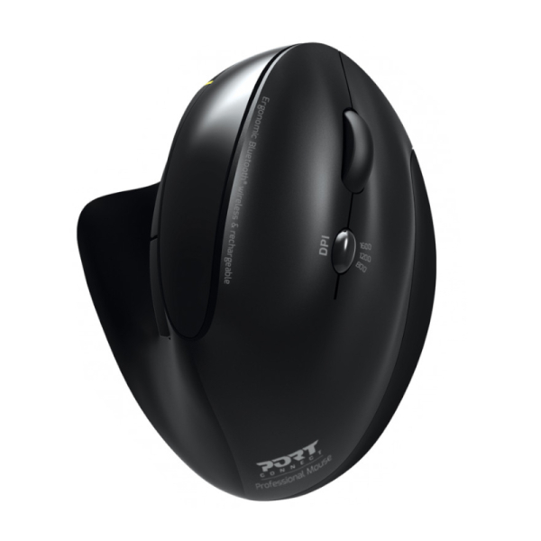 Port Connect Wireless Rechargeable ERGONOMIC Mouse Bluetooth
 - Black