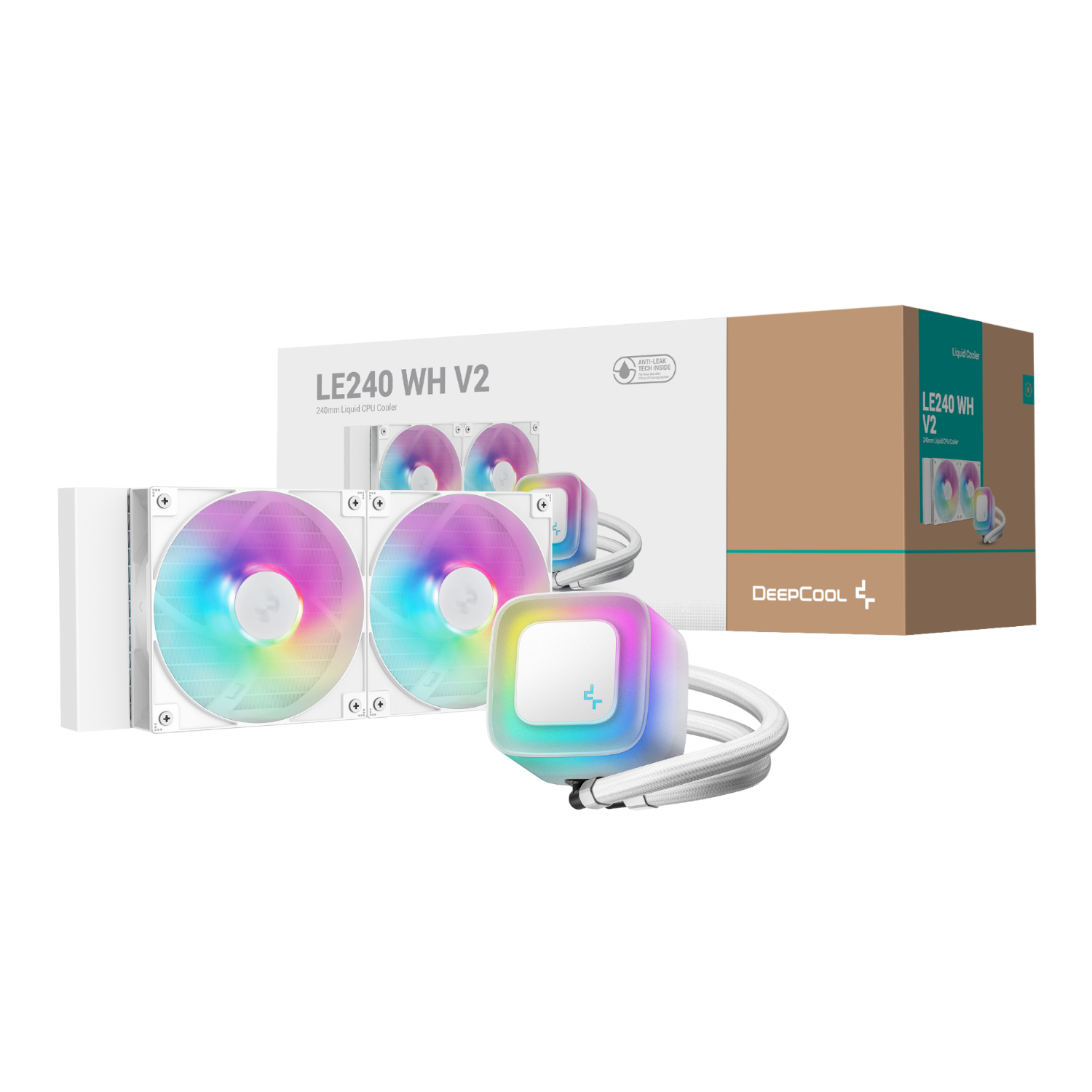 DeepCool LE240 V2 240mm ARGB AIO CPU Liquid Cooler - White