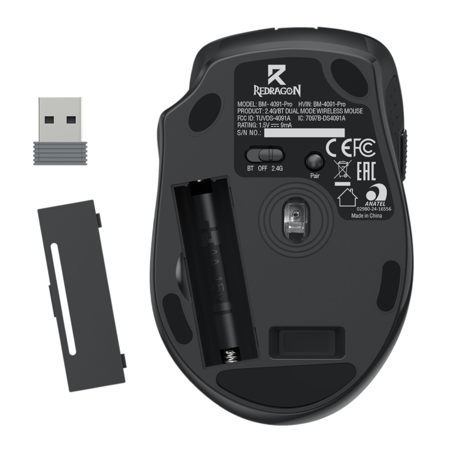Redragon BM-4091 PRO 26000 DPI Dual Mode Wireless Gaming Mouse - Black - Image 6
