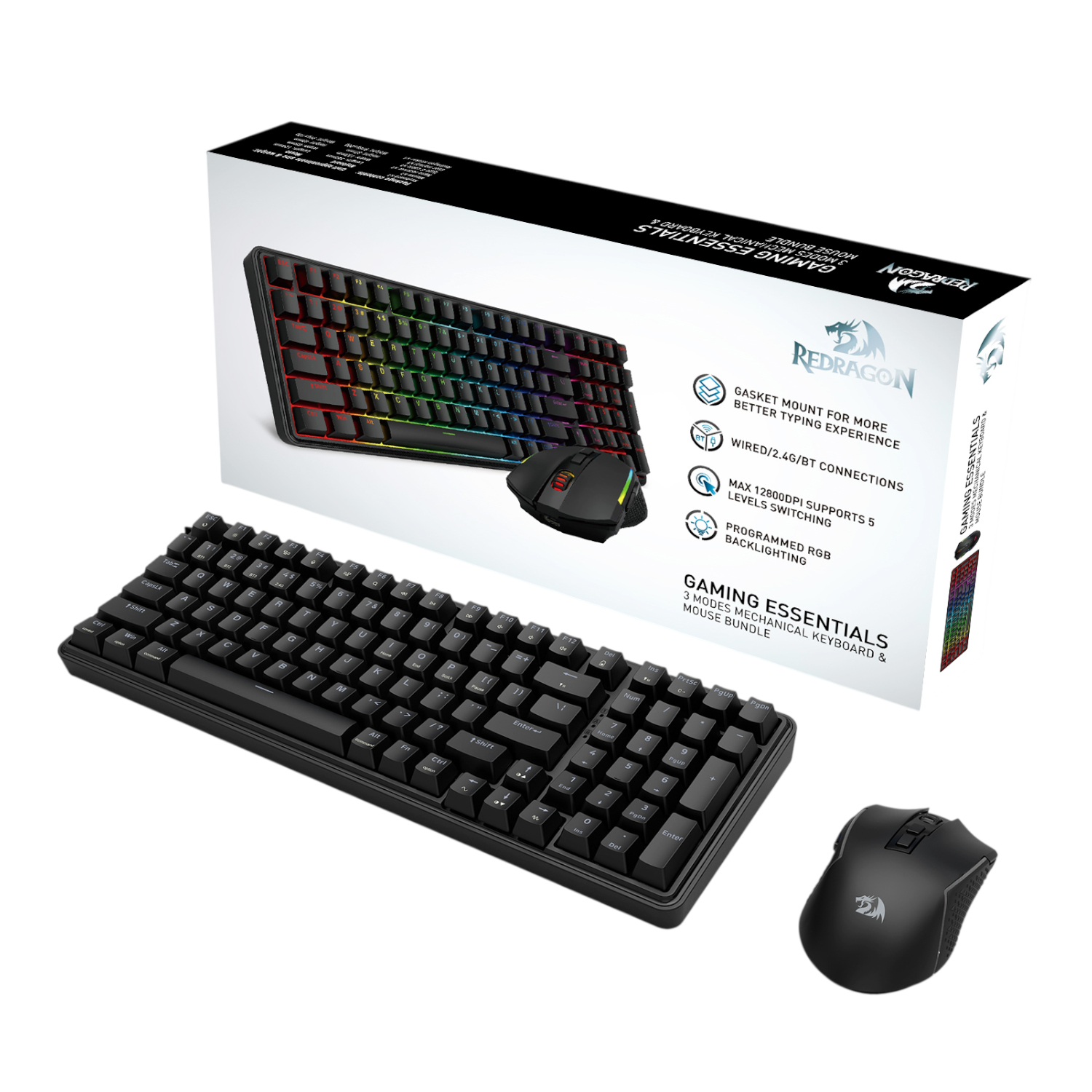 Redragon S162 RGB 3-Mode Wireless Mechanical Gaming Keyboard and Mouse Combo - Black - Image 8