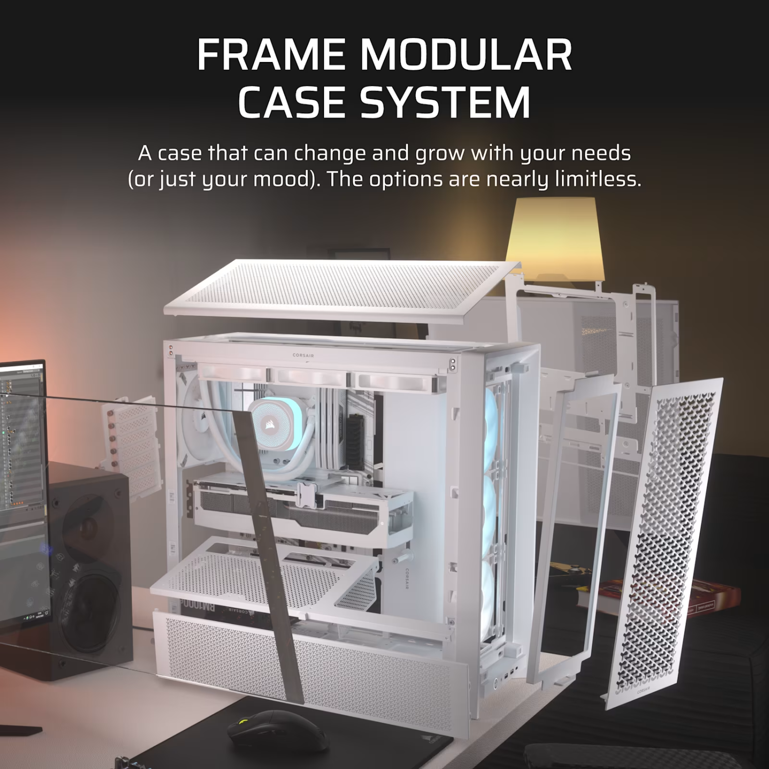 Corsair FRAME 4000D RS ARGB Modular Mid-Tower PC Case - White - Image 4
