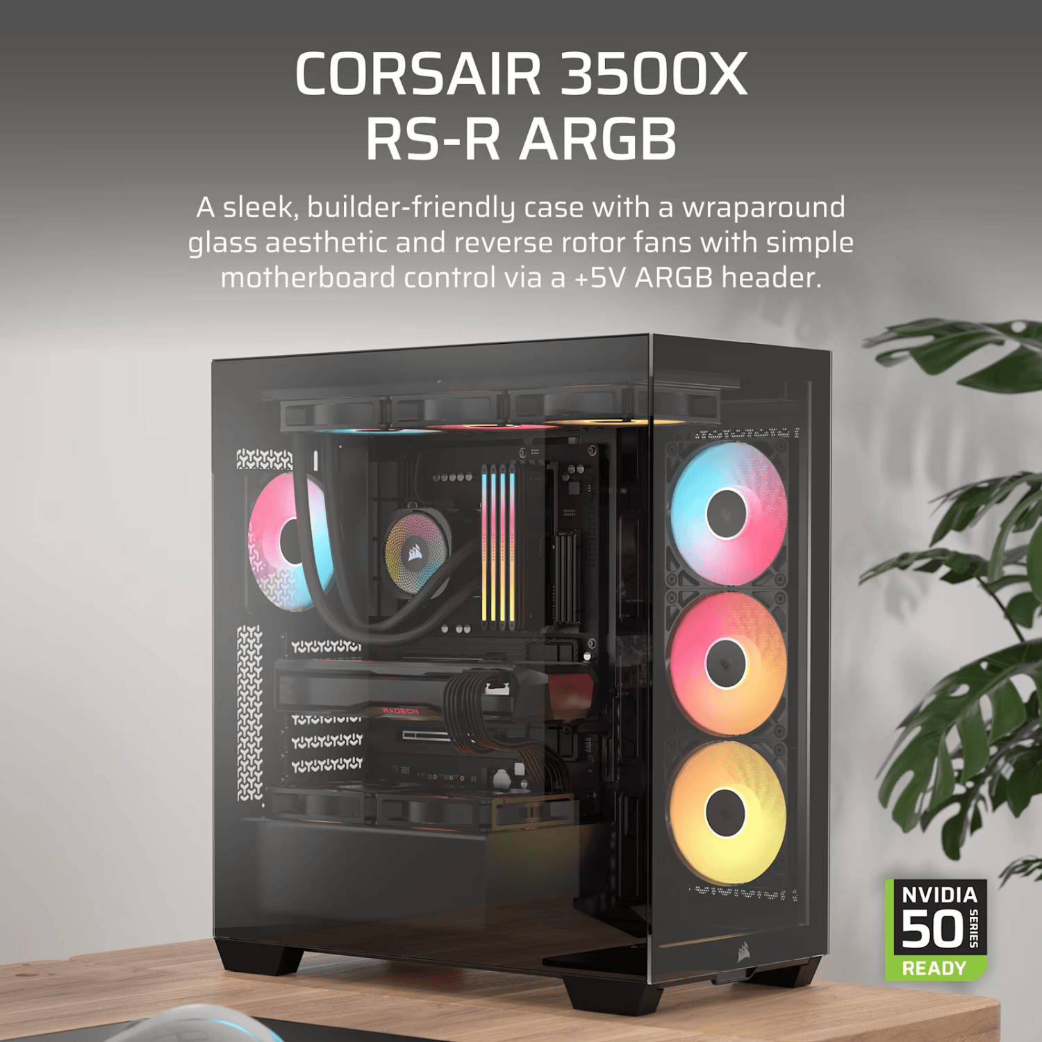 Corsair 3500X RS-R ARGB Mid-Tower PC Case - Black - Image 2