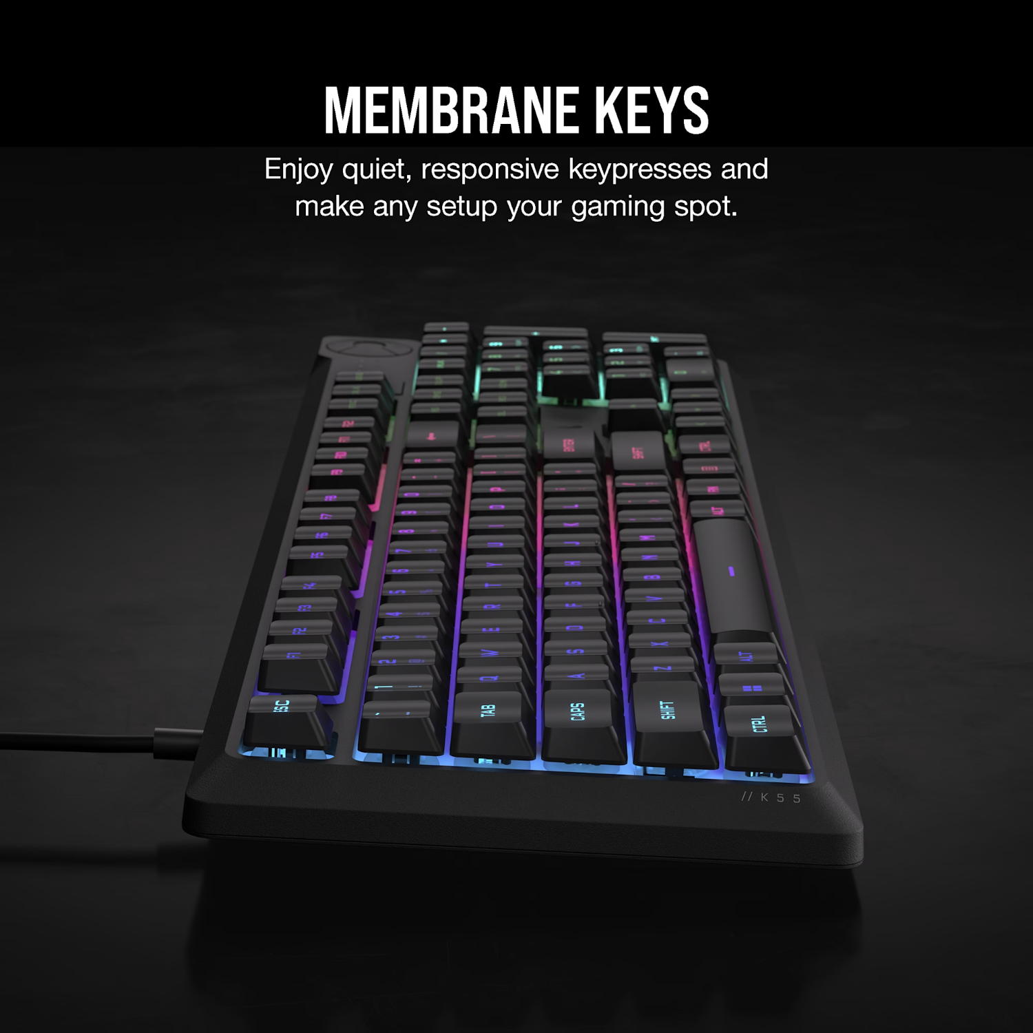 Corsair K55 CORE RGB Gaming Keyboard - Black - Image 4