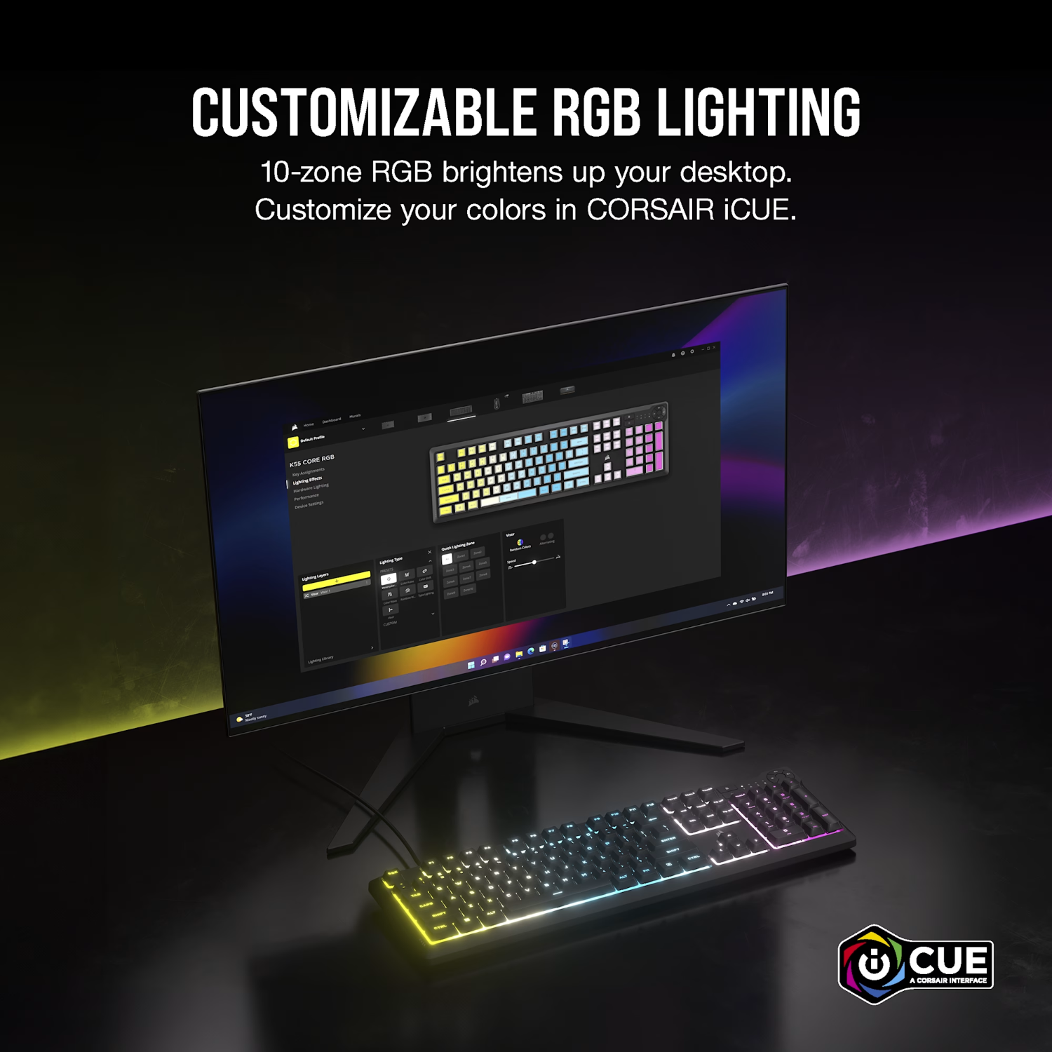 Corsair K55 CORE RGB Gaming Keyboard - Black - Image 5