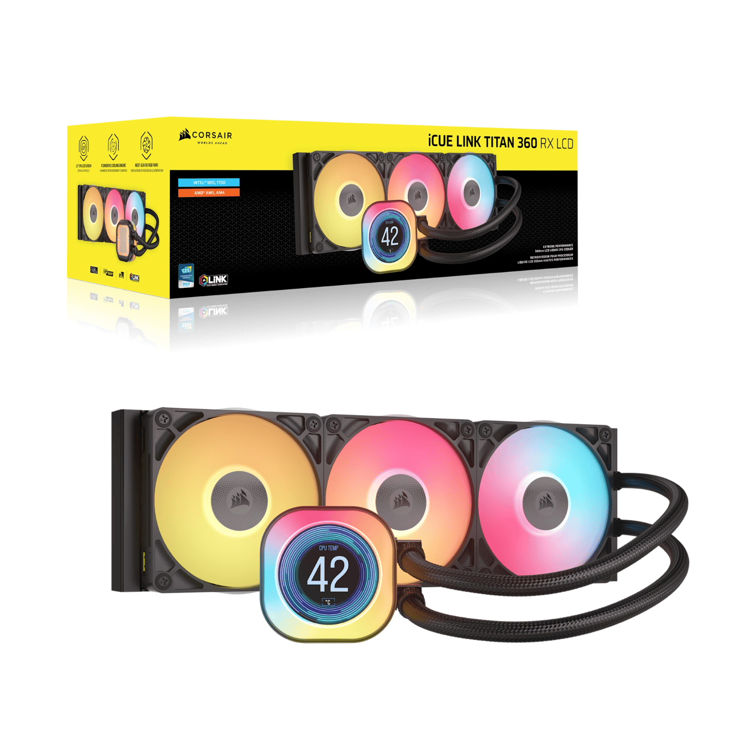 Corsair iCUE LINK TITAN 360 RX LCD Liquid CPU Cooler - Black - Image 5