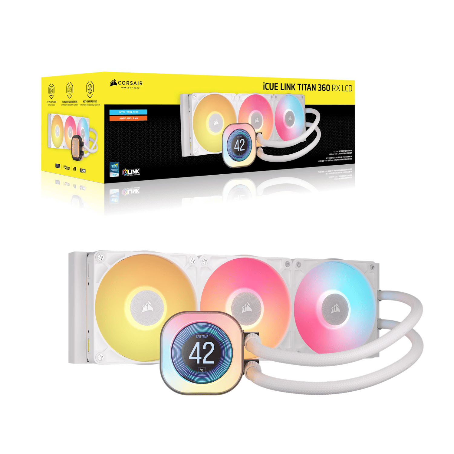 Corsair iCUE LINK TITAN 360 RX LCD Liquid CPU Cooler - White - Image 5
